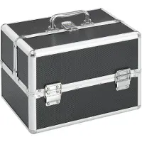 vidaXL Make-up koffer 22x30x21 cm aluminium zwart