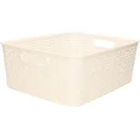 Forte Plastics Plasticforte Opbergmand - Kastmand - rotan kunststof - creme wit - 12 Liter - 30 x 37 x 13 cm - Opbergmanden