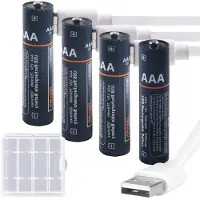 Anna's Collection 4Pack Aaa Rechargeable Batteries 750Mwh Usb Charging