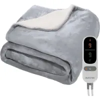 Auronic Elektrische Deken - 9 Hitte- & Timerstanden - Fleece - 2.5m Kabel - 45x60cm - Grijs