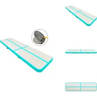 vidaXL Gymnastiekmat - Gymnastiekmatten - Sportmat - Sportmatten - Gymnastiekmat met pomp opblaasbaar 800x100x20 cm PVC groen