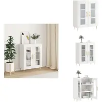 vidaXL Dressoir - Dressoirs - Kast - Wandkast - Dressoir 69,5x34x90 cm bewerkt hout hoogglans wit
