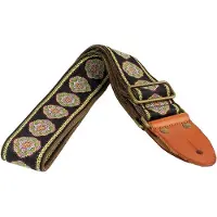 Gaucho Gitaarband - GST-1280-9 - Authentic Deluxe Series - Jacquard weefsel - Suède achterkant - Zwart/Groen