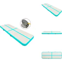 vidaXL Gymnastiekmat - Gymnastiekmatten - Sportmat - Sportmatten - Gymnastiekmat met pomp opblaasbaar 500x100x15 cm PVC groen