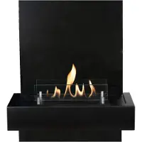 Xaralyn Bio-ethanol wandhaard - Quero BM - zwart metaal - 2 KW verwarming - wandombouw inclusief inbouwhaard - sfeerhaard