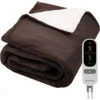 Auronic Elektrische Deken - Warmtedeken - Sherpa Fleece - 9 Hitte en Timerstanden - Bovendeken - 200x180 - 2 persoons - Bruin
