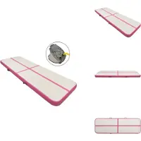 vidaXL Gymnastiekmat - Gymnastiekmatten - Sportmat - Sportmatten - Gymnastiekmat met pomp opblaasbaar 300x100x15 cm PVC roze