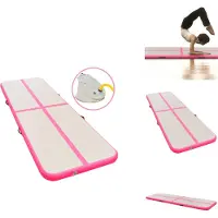 vidaXL Gymnastiekmat - Gymnastiekmatten - Sportmat - Sportmatten - Gymnastiekmat met pomp opblaasbaar 400x100x10 cm PVC roze