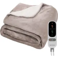 Auronic Elektrische Deken - Sherpa Fleece - 9 Hitte en Timerstanden - 1 persoons - Taupe - 180x130 cm
