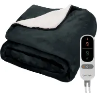 Auronic Elektrische Deken - Warmtedeken - Sherpa Fleece - 9 Hitte en Timerstanden - Bovendeken - 180x130 - 1 persoons - Antraciet