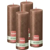 Bolsius - Rustieke kaars Shimmer - 4 Stuks - Metallic Koper Brons - 19cm - 85 branduren