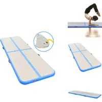 vidaXL Gymnastiekmat - Gymnastiekmatten - Sportmat - Sportmatten - Gymnastiekmat met pomp opblaasbaar 400x100x10 cm PVC blauw