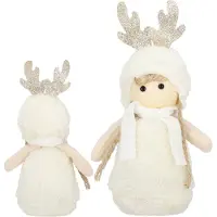 Springos Kerstkabouter - Kerstdame - Kerstversiering - Witte Rendierkabouter - 25 cm