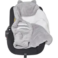 Vertbaudet Babyreisdeken met capuchon van microvezel, fleece voering grijs