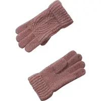 Vertbaudet Set van muts + snood + wanten in kabelbreiwerk roze