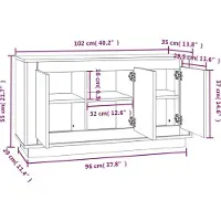 vidaXL Dressoir - Dressoirs - Kast - Dressoirkast - Dressoir 102x35x55 cm bewerkt hout grijs sonoma eikenkleurig