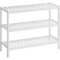 Mazazu MIRA Home Schoenenrek Bamboe - Opbergrek voor Hal en Badkamer - 9 Paar Schoenen - Wit - 70x25x55 cm