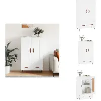 vidaXL Hoge Kast - Hoge Kasten - Hoge Kast Met Lade - Kast - Hoge kast 69,5x31x115 cm bewerkt hout wit