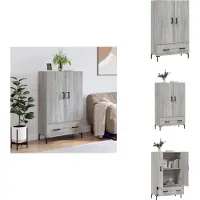 vidaXL Hoge Kast - Hoge Kasten - Dressoir - Kast - Hoge kast 69,5x31x115 cm bewerkt hout grijs sonoma eikenkleurig