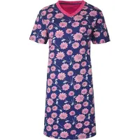 Irresistible Dames Nachthemd - Katoen - V Hals - Blauw - Maat S