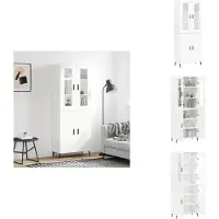 vidaXL Hoge Kast - Hoge Kasten - Hoge Kast Met Lade - Kast - -Hoge-kast-69-5x34x180-cm-bewerkt-hout-wit