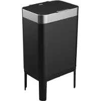 Loftey Prullenbak 60 Liter – Push/touch Afvalbak - Duo Afvalemmer met binnenbak - Vuilbak 2 Vakken - Afvalscheiding 2x30L - Keuken - Zwart/RVS