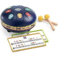 Djeco - Eteryche Tongen Drum - Stalen Instrument - 8 Tongen - Inclusief Stokken en Kaarten