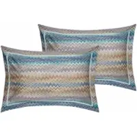 Missoni Kussensloop John Turquoise Multicolor Katoen (Set van 2)-60 x 70 cm
