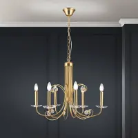 Orion Kroonluchter kristal Ariane, dimbaar, messing / goud, Woon-/ Eetkamer, metaal, kroonluchter