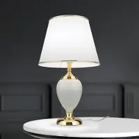 Orion Tafellamp Ovum, wit / opaal, Woon-/ Eetkamer, Textiel / Stof / Zijde, Tafellamp