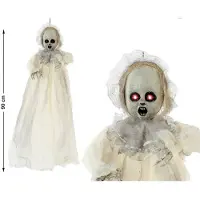 Big Buy Cooking Horror hangdecoratie spook/geest/skelet pop wit 90 cm - Halloween decoratie poppen