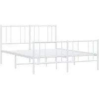 vidaXL Bedframe met hoofd- en voeteneinde metaal wit 140x190 cm