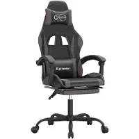 vidaXL Gaming stoel met voetsteun, draaibaar, zwart en grijs, kunstleer