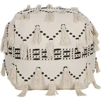 Beliani THONDI - Poef - Beige - 50 cm - Katoen