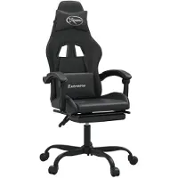 vidaXL Gaming stoel met voetsteun, draaibaar, zwart, kunstleer