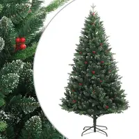 vidaXL Kunstkerstboom met scharnieren en rode bessen 120 cm