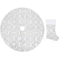 vidaXL Kerstboomrok luxe met sok 122 cm stof wit