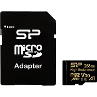 Silicon Power MicroSDXC-kaart, hoge duurzaamheid, 256GB, V30 + adapter
