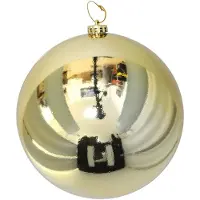 Gerimport Grote decoratie kerstbal - goud - 15 cm - kunststof - Kerstbal