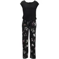 LASCANA Jumpsuit 'LS Overall black-flower' rosa / zwart