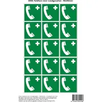 Stickerkoning Pictogram sticker E004 Telefoon voor noodgevallen - 50x50mm - 15 stickers op 1 vel