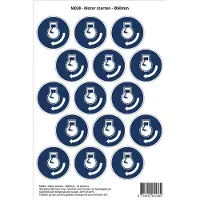 Stickerkoning Pictogram sticker M038 - Motor starten - Ø50 mm - 15 stickers op 1 vel