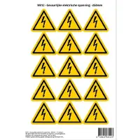 Stickerkoning Pictogram sticker W012 - Gevaarlijke elektrische spanning - Δ50mm - 15 stickers op 1 vel