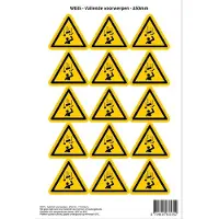 Stickerkoning Pictogram sticker W035 - Vallende voorwerpen - Δ50mm - 15 stickers op 1 vel
