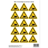 Stickerkoning Pictogram sticker W024 - Verwondingen aan de hand - Δ50mm - 15 stickers op 1 vel
