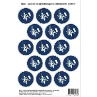 Stickerkoning Pictogram sticker M034 - Open de veiligheidsbeugel van stoeltjeslift - Ø50 mm - 15 stickers op 1 vel