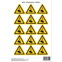 Stickerkoning Pictogram sticker W015 - Hangende last - Δ50mm - 15 stickers op 1 vel