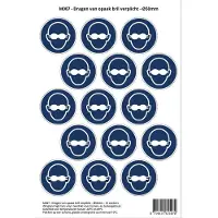Stickerkoning Pictogram sticker M007 - Dragen van opaak bril verplicht - 50 x 50mm - 15 stickers op 1 vel