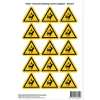 Stickerkoning Pictogram sticker W030 - Handverbrijzeling tussen buigbank - Δ50mm - 15 stickers op 1 vel