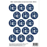 Stickerkoning Pictogram sticker M006 - Verplicht stekker uit stopcontact te halen - 50 x 50mm - 15 stickers op 1 vel